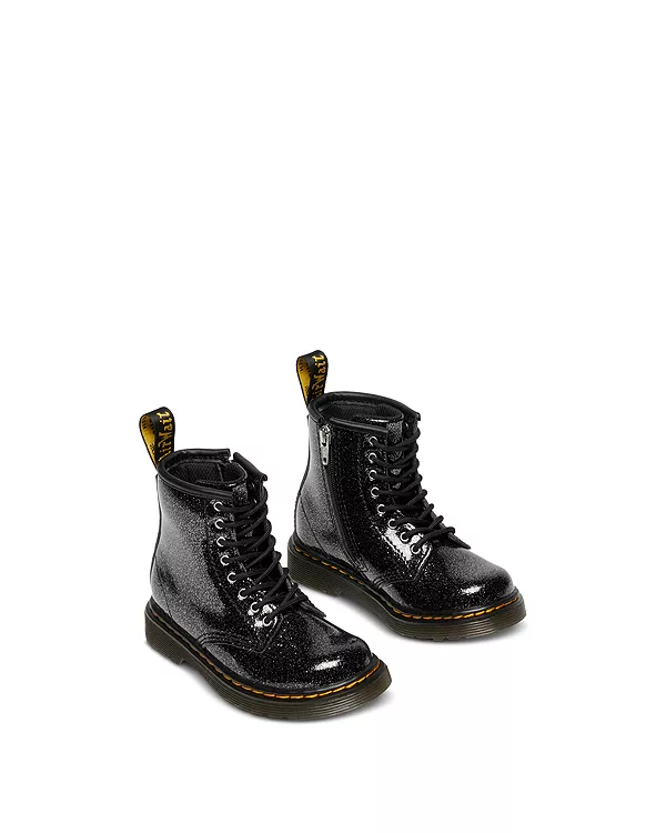 Ботинки Dr. Martens 1460 детские блестящие на шнуровке для девочек, черный — фото 3