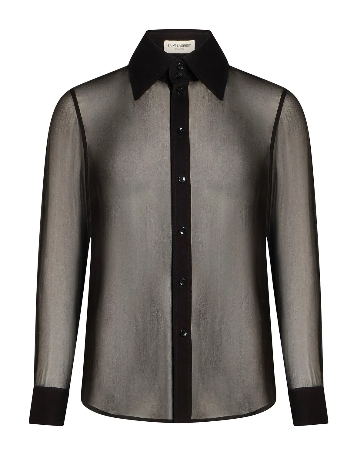 Женская рубашка из шелка с длинным рукавом Saint Laurent, черный