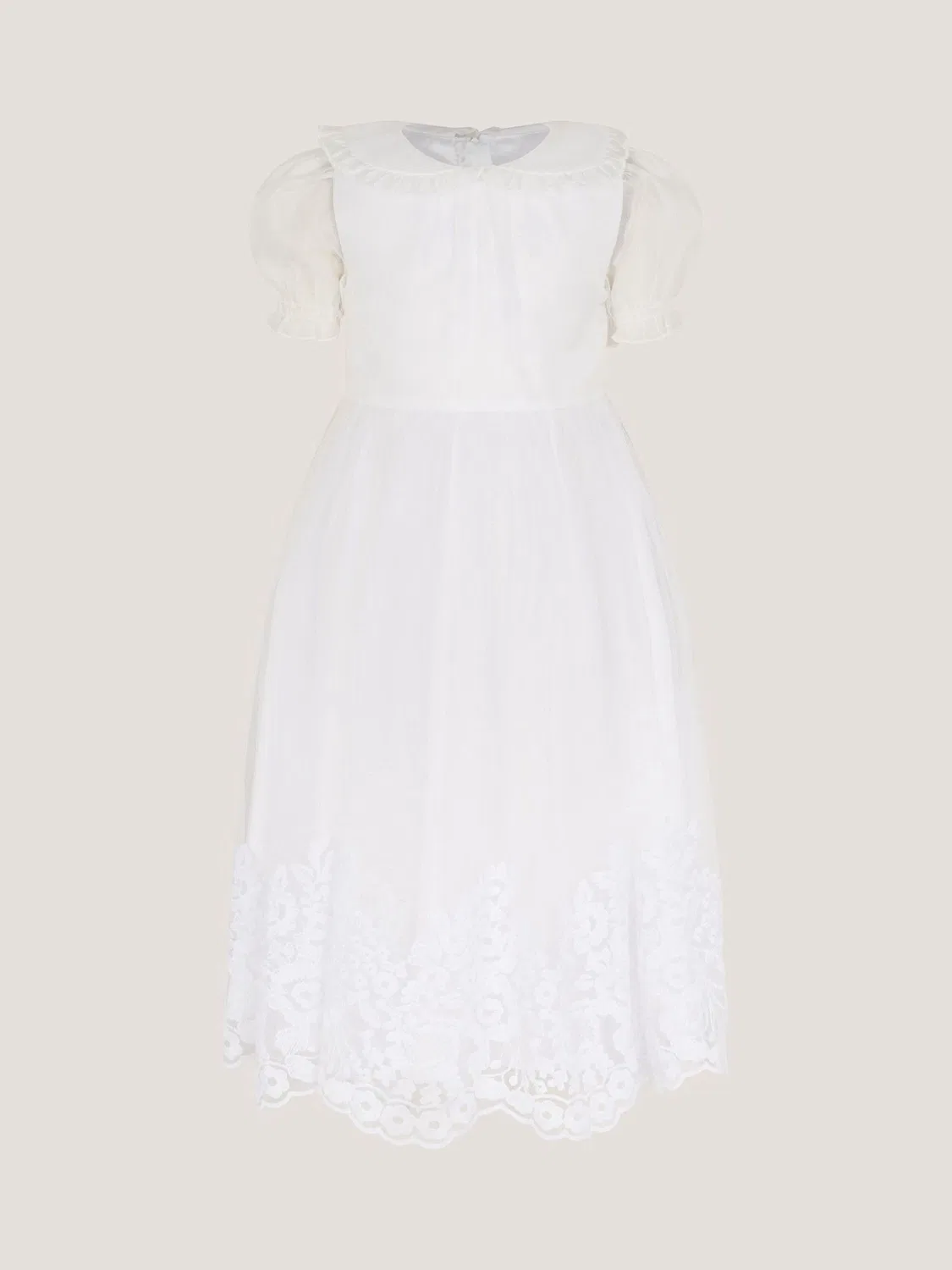 Платье с пышными рукавами Monsoon White