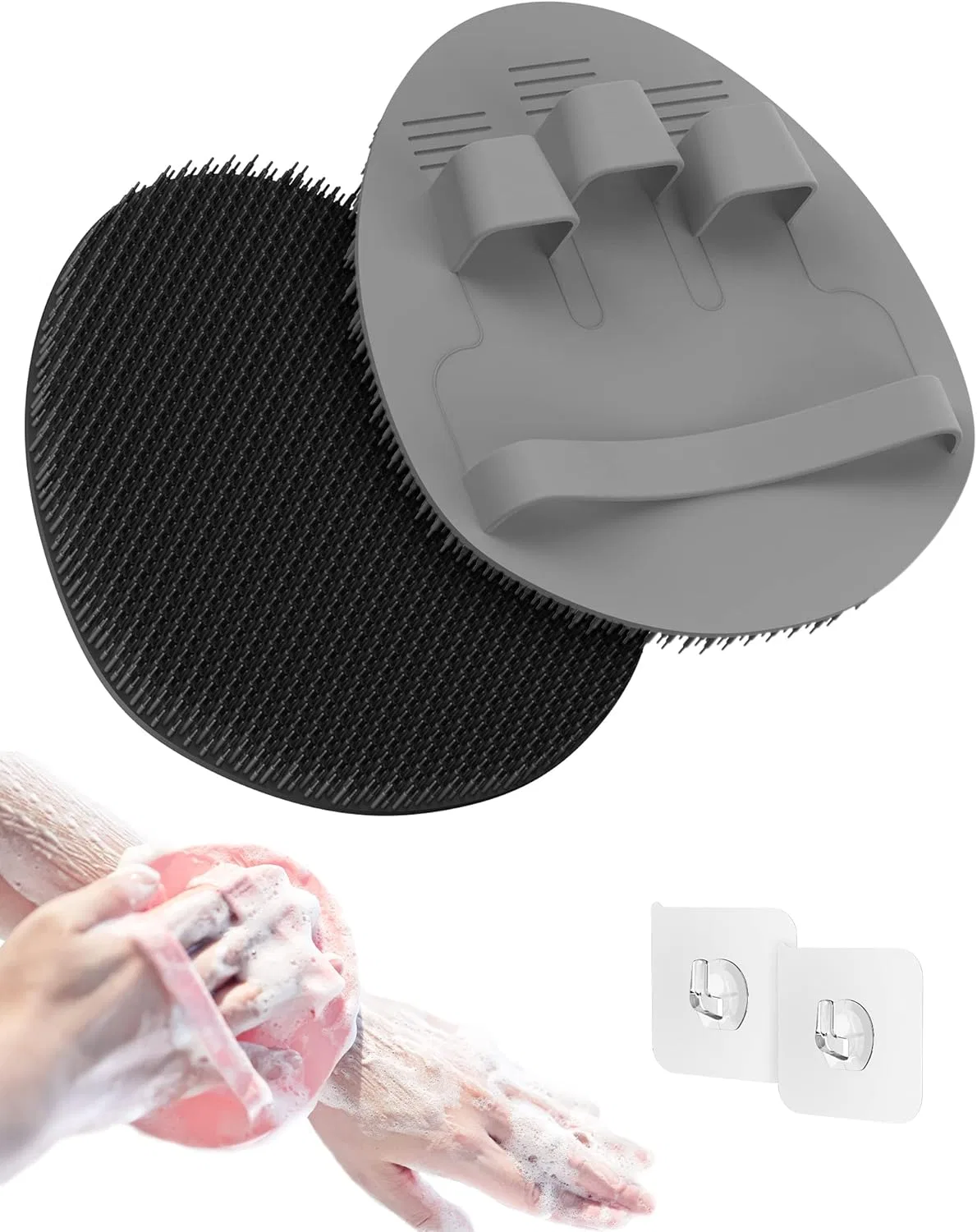 Силиконовая щетка для душа, Manmihealth, 2 шт, Black+Grey