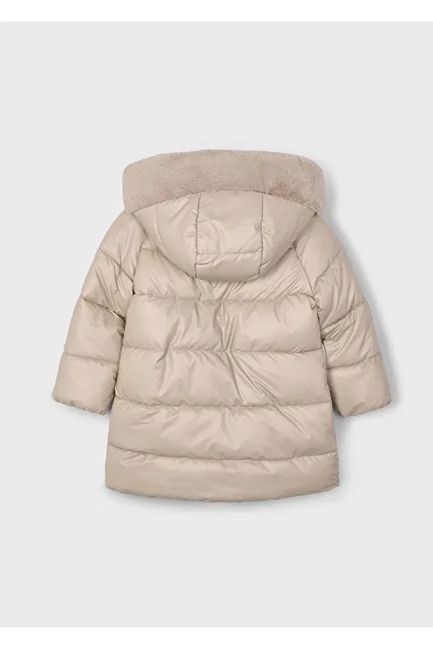 Детское пальто для девочек с искусственным мехом Mayoral, Nude Color — фото 3