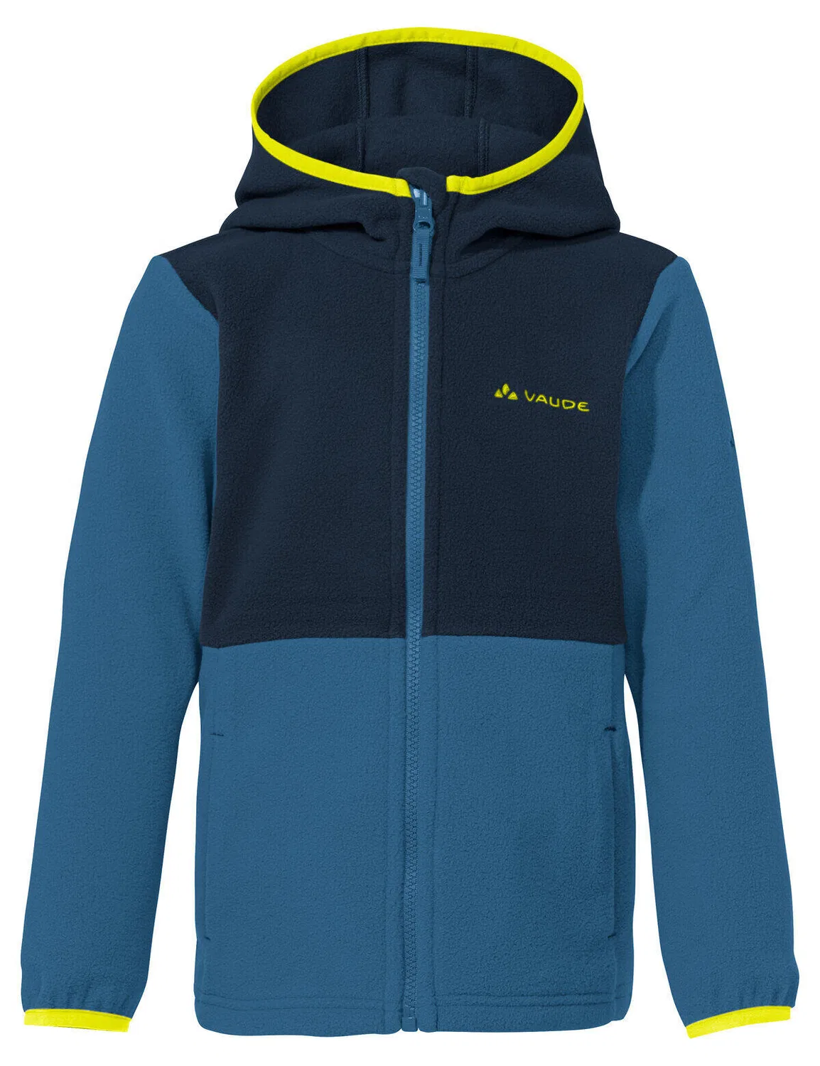 Детская флисовая куртка с капюшоном Pulex Hooded Jkt Vaude, Mitternachtsindigo / Mediterranes Blau / Navyblau