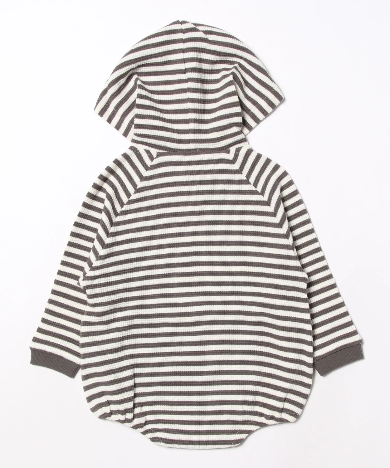 Детский длиннорукавный боди-комбинезон с капюшоном Waffle Hooded Bubble Romper Quincy Mae, Charcoal Stripe — фото 2