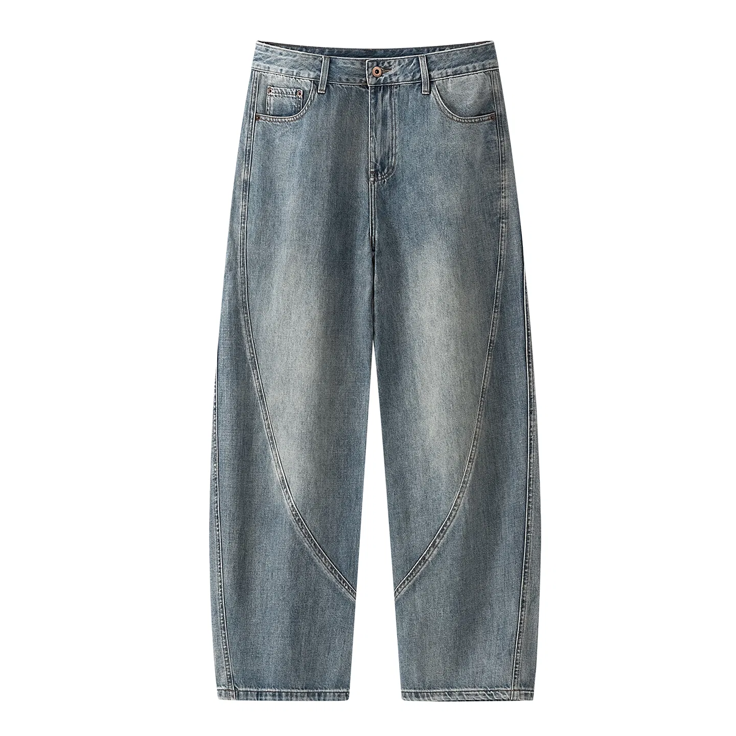 Детские джинсы свободного кроя MINISO, Washed Dagger Vintage Blue — фото 4