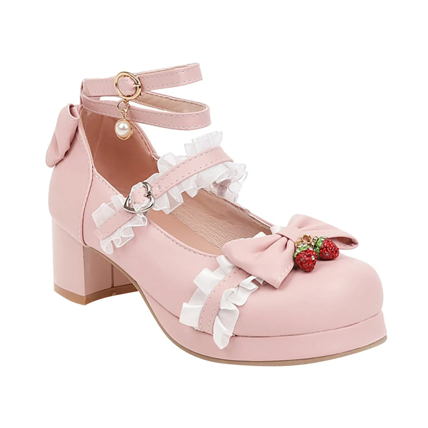 Детские туфли Мэри Джейн на каблуке FGUUTYM, Pink Color