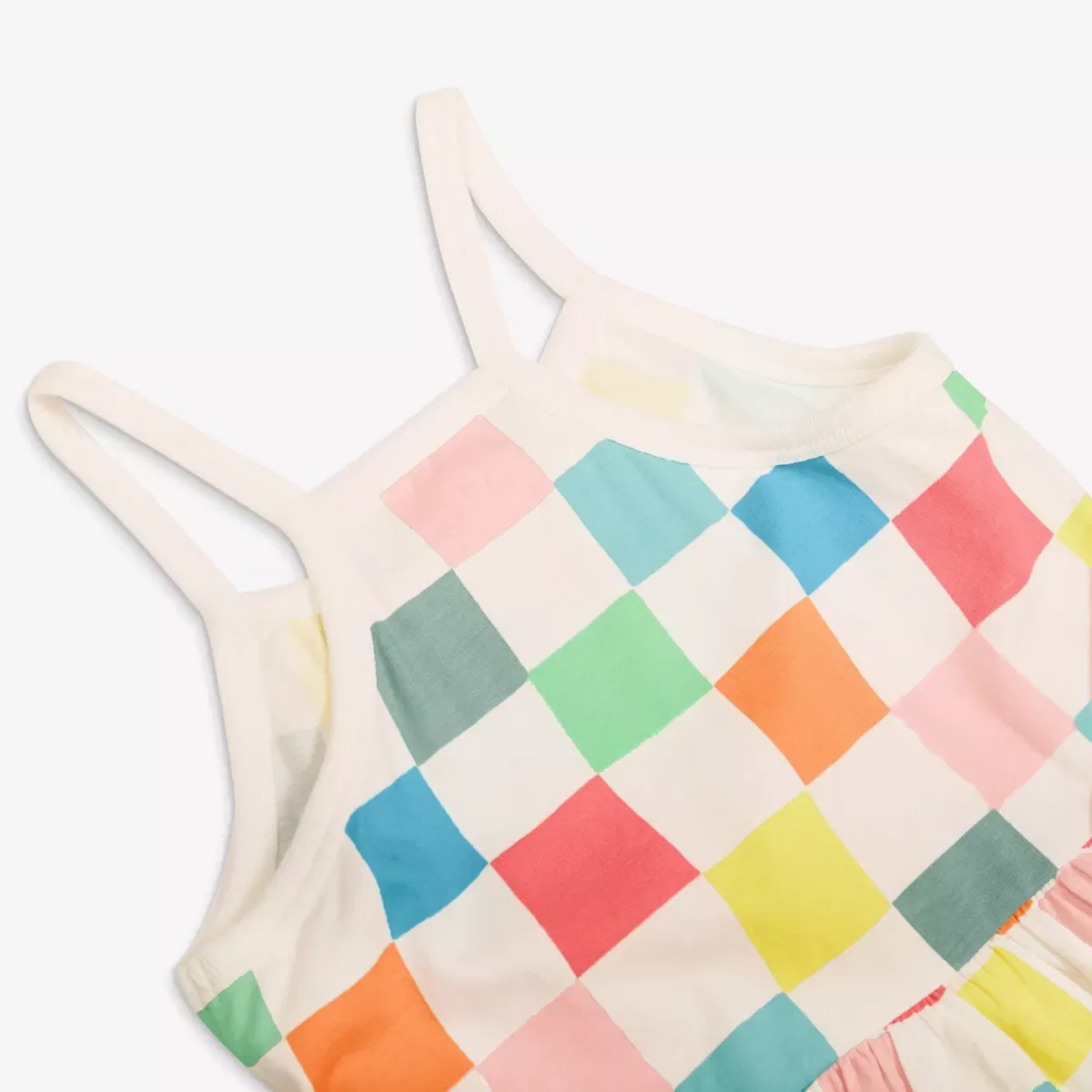 Детское платье для девочек с принтом Picnic Dress Primary, Ivory Rainbow Check — фото 4