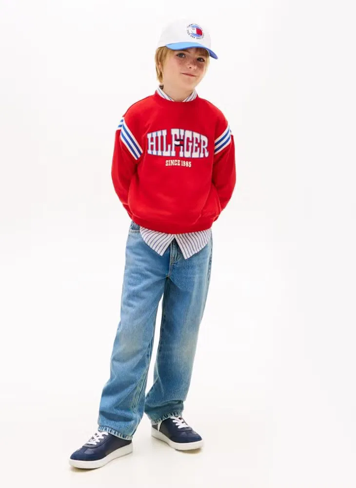Свитшот с принтом Wavy flag logo Tommy Hilfiger, красный — фото 4