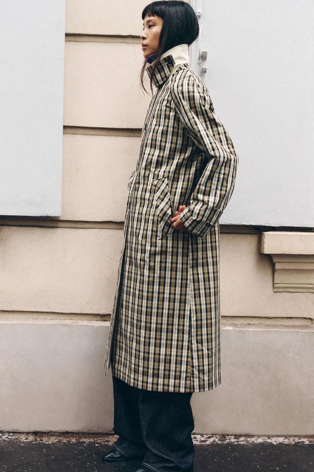 Тренч Zara двусторонний в клетку, бежевый — фото 3