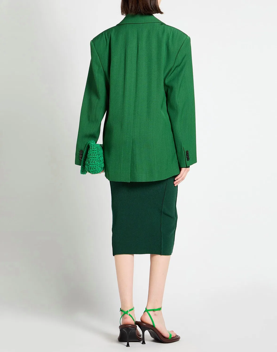 Женский однобортный пиджак с лацканом Jacquemus, зеленый — фото 3