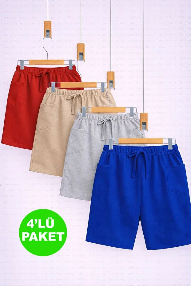 Детские шорты для девочек хлопковые комплект 4 шт Basics Twins Tailors, Blue