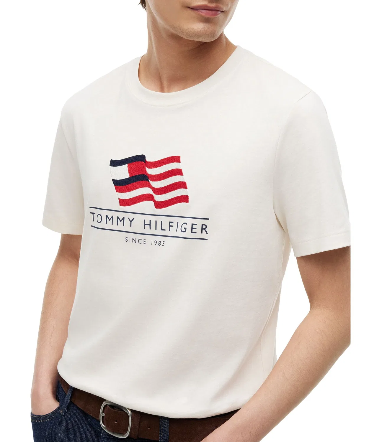 Мужская футболка с принтом Main Flag Regular T-Shirt TOMMY HILFIGER, Белый — фото 3