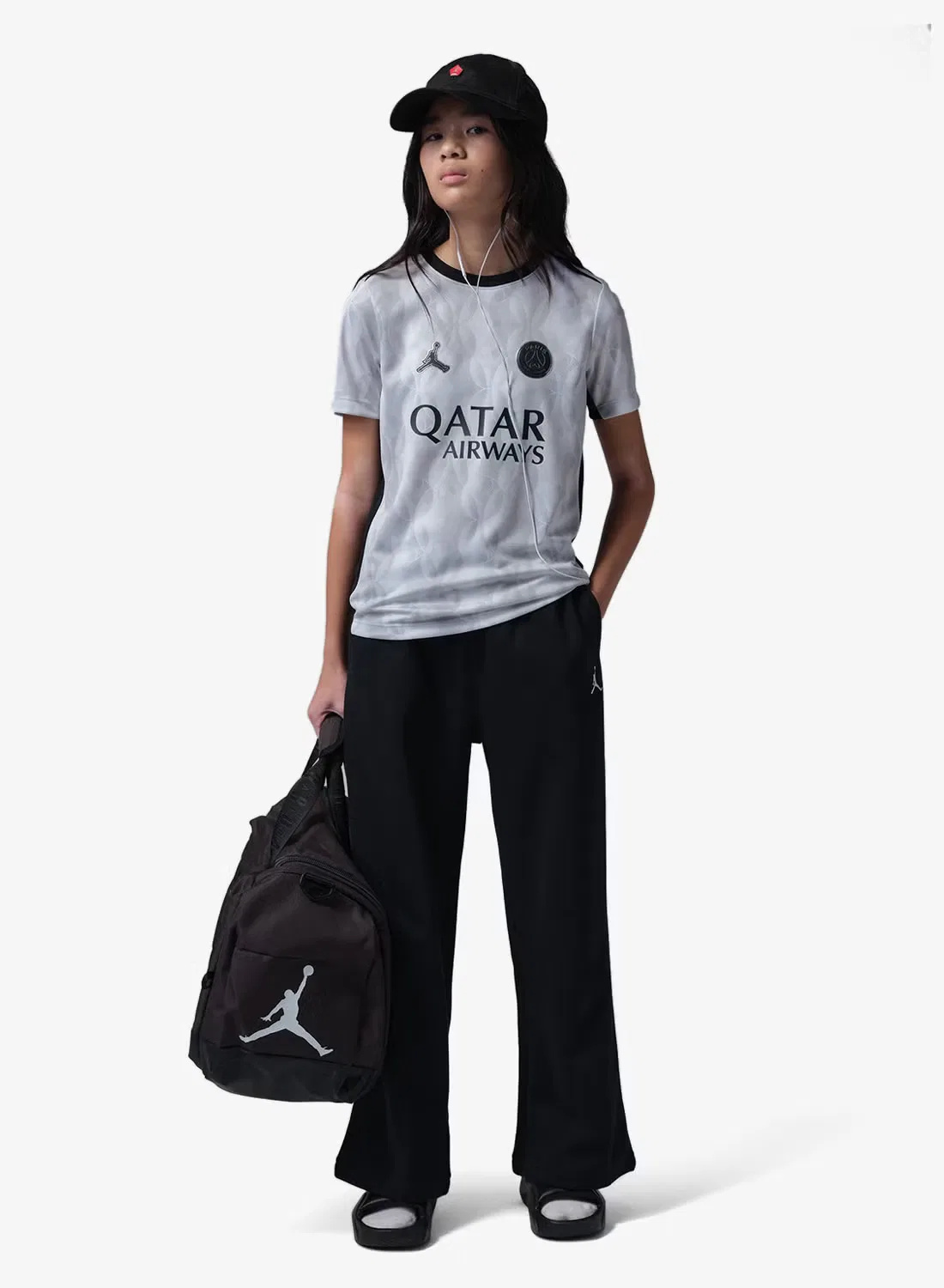 Футболка с коротким рукавом с круглым вырезом Youth PSG Dri-Fit Academy Pro Nike, серая — фото 4