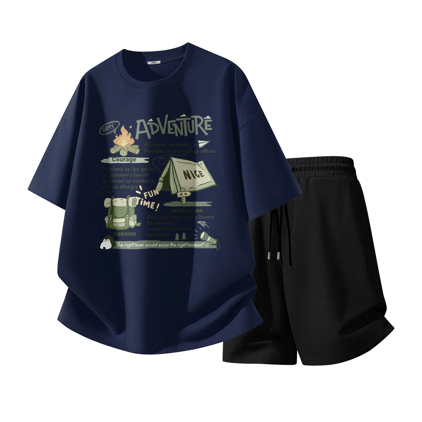 Детский спортивный костюм из хлопка MINISO, Navy Blue (Big Bonfire Story)+Black