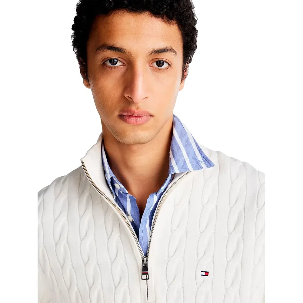 Свитер Classic Cable half zip Tommy Hilfiger, белый — фото 3