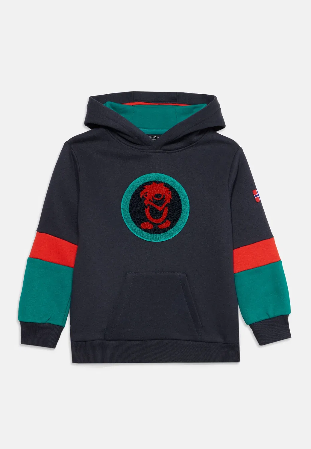 Детский свитер унисекс - худи Trollkids, Black/Dark Cyan/Chili Red — фото 2