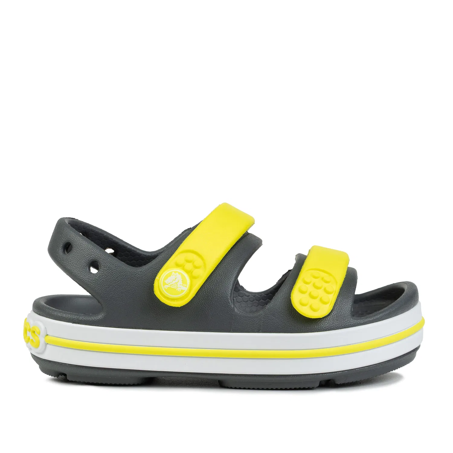 Детские сандалии с ремешками Crocs Crocband Cruiser, Цвет Dunkelgrau Weiss Gelb