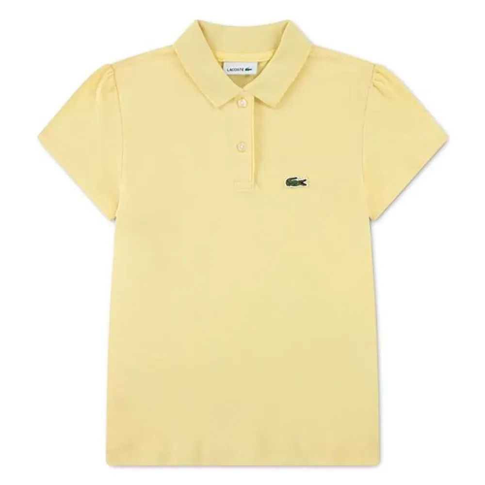 Детское поло для девочек с коротким рукавом Lacoste kids, Yellow — фото 3
