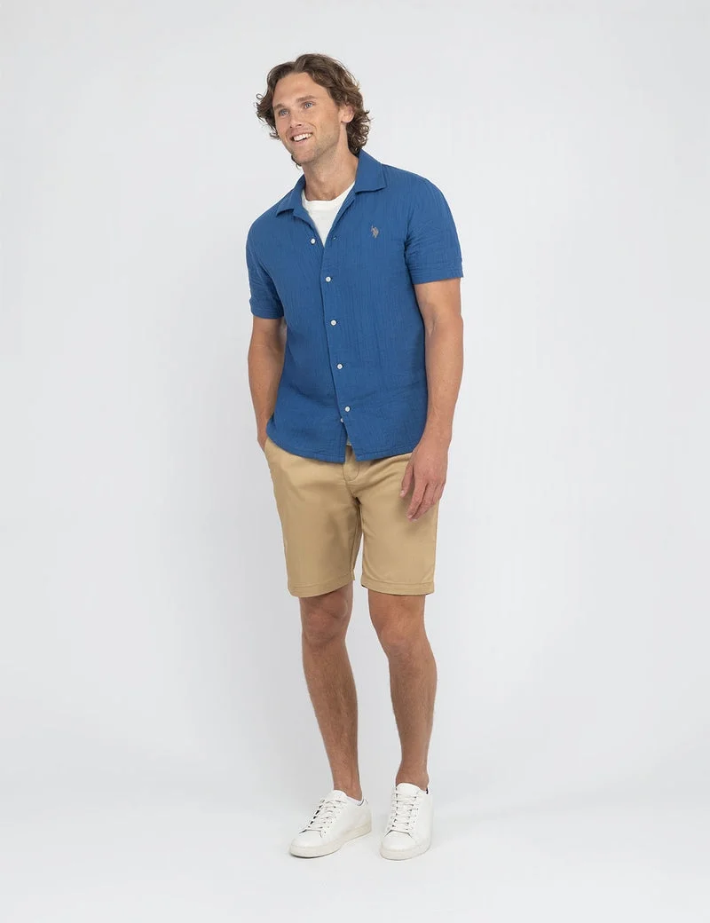 Мужская рубашка U.S. Polo Assn. White Label Double Gauze Camp, синий — фото 3