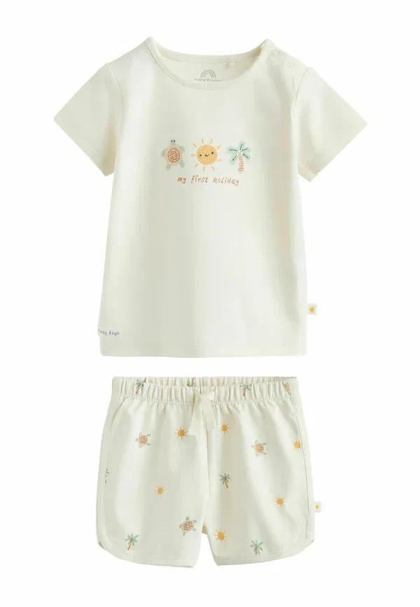 Комплект из топа и шорт, хлопок, Regular fit - top and short baby set, Next, Cream My First Holiday, кремовый