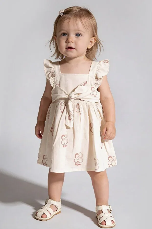 Детское платье для девочек льняное Elegant Tufy, Ecru