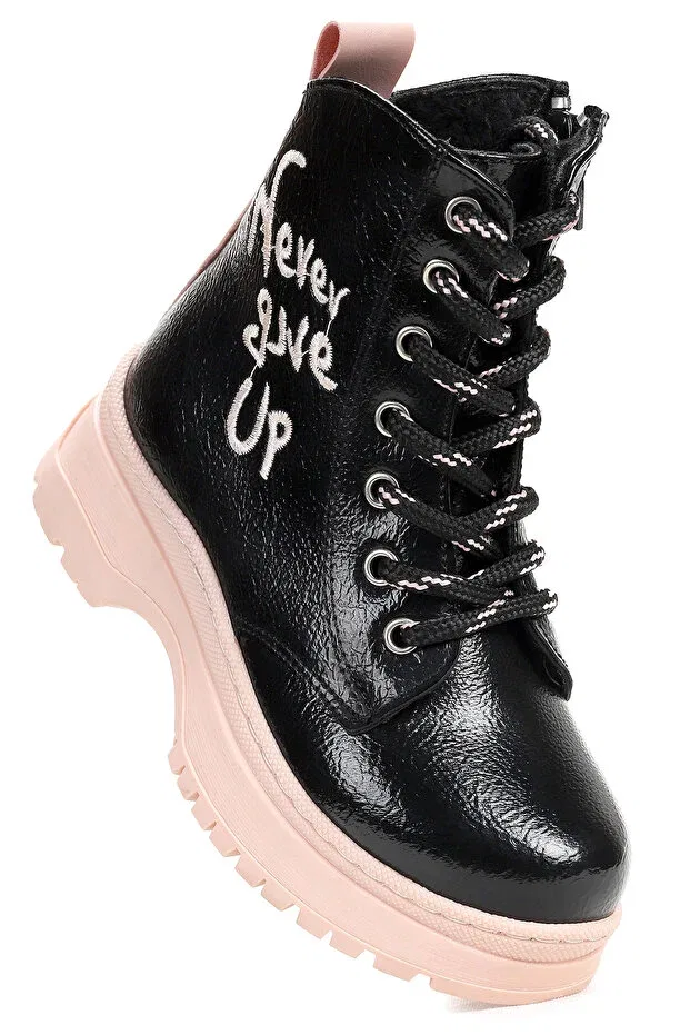 Детские ботинки для девочек с термоподошвой Kiko Kids, Black - Powder
