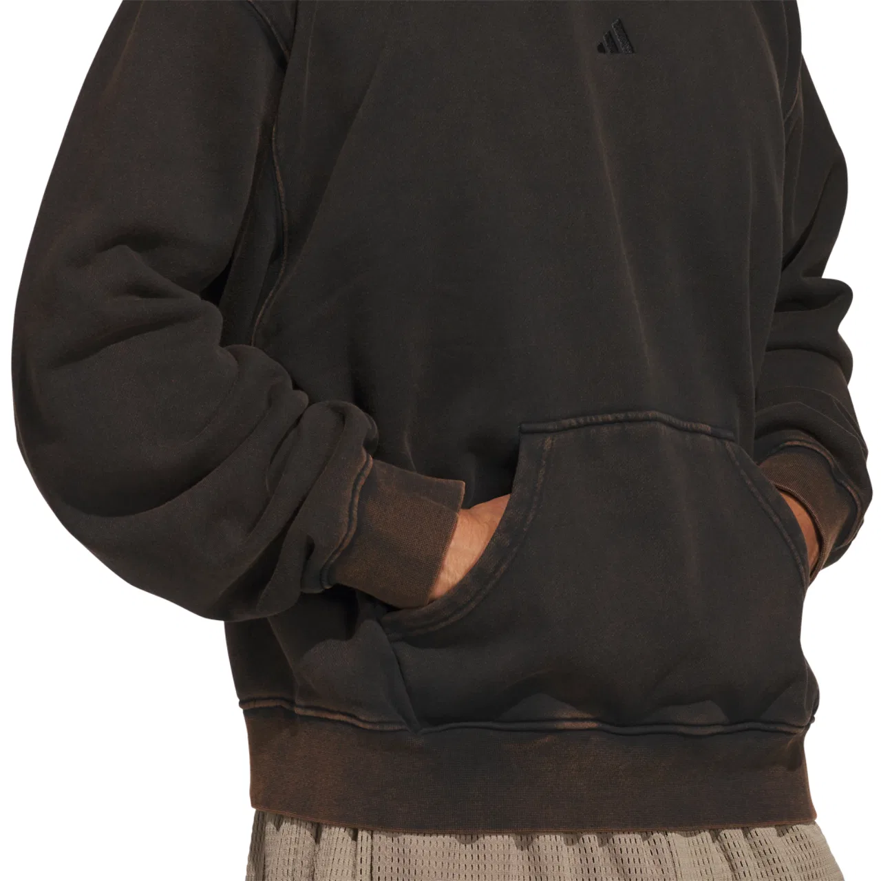 Мужское худи из хлопкового футера Basketball Washed Fleece Hoodie Adidas, черный — фото 4