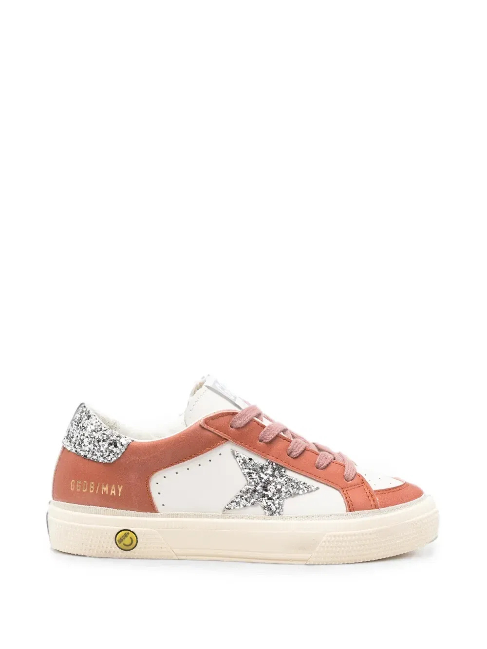 Кроссовки May с блестящими нашивками из кожи Golden Goose Kids, коричневый