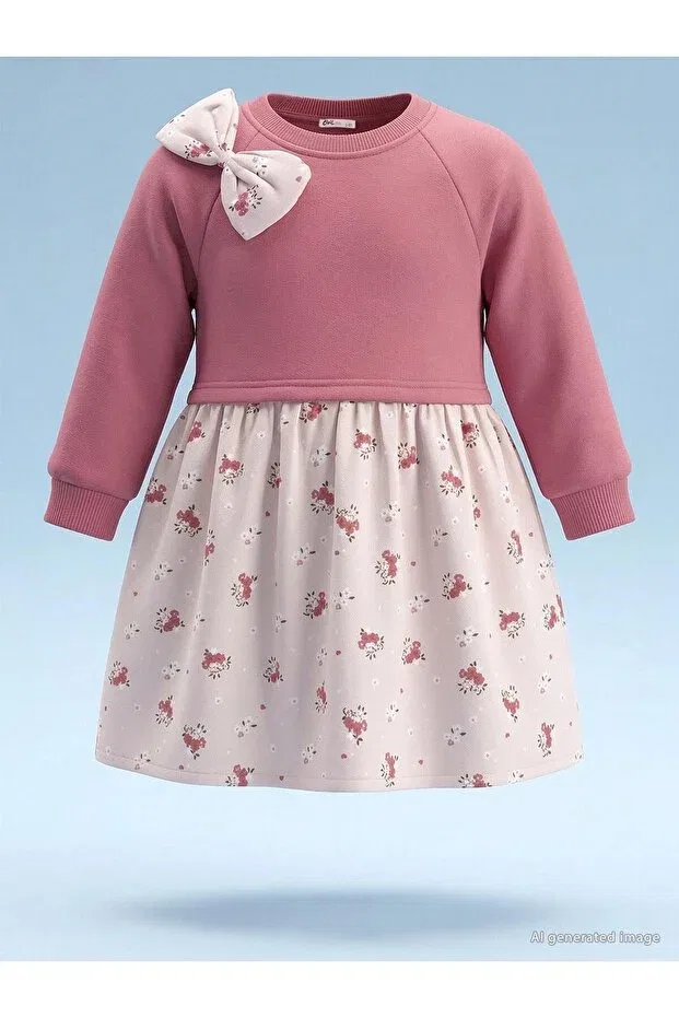Детское платье для девочек с принтом Floral patterned dress Civil Girls, Dried Rose