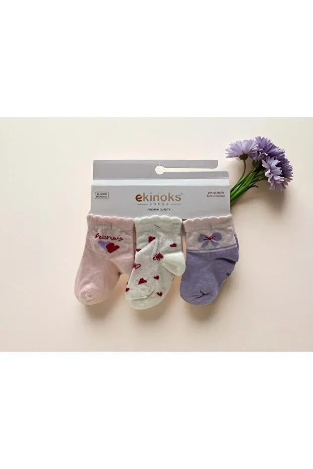 Детские носки для новорожденных с рисунком сердечек Ekinoks, Pink