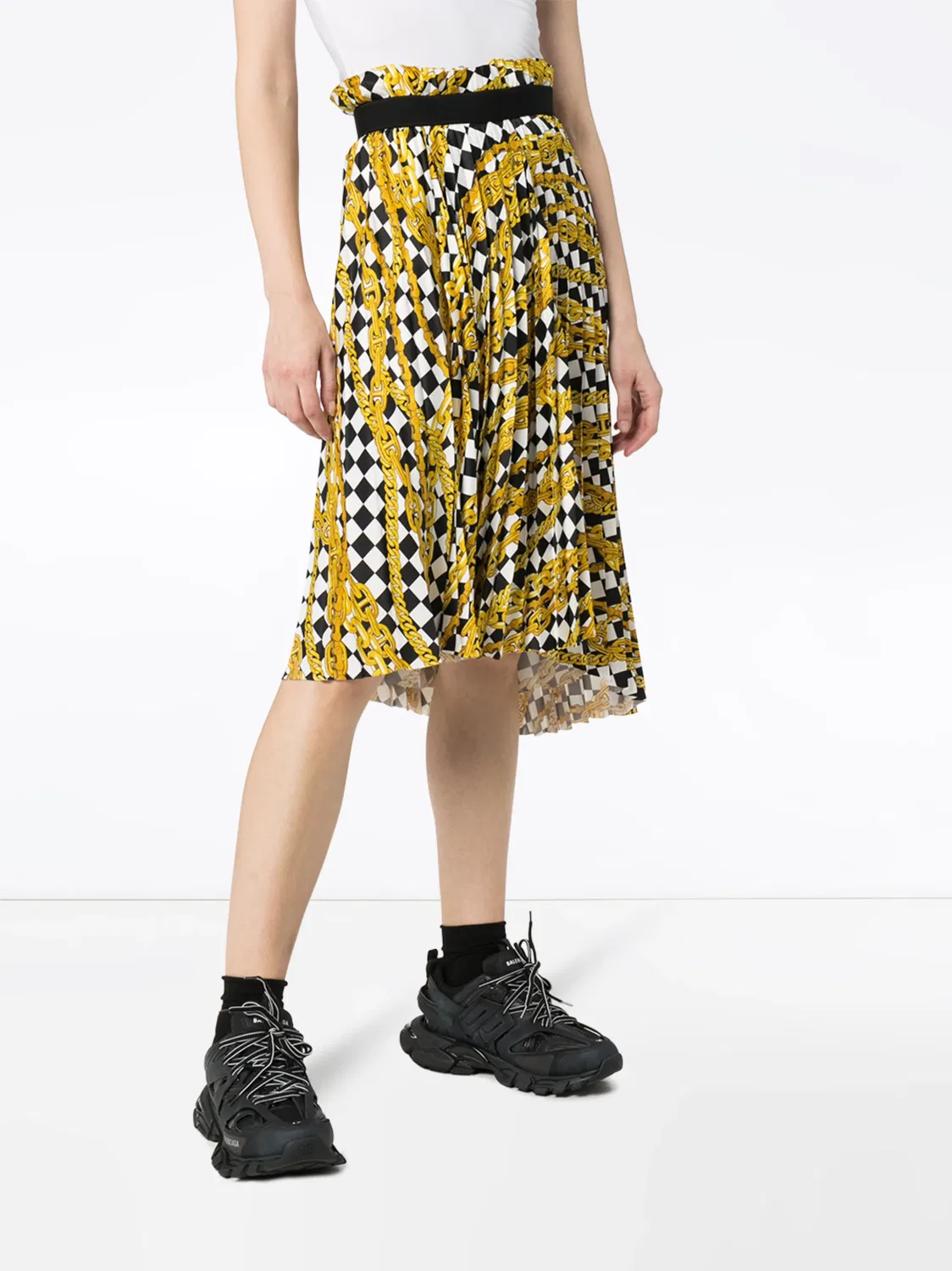 Плиссированная юбка асимметричного кроя Balenciaga, белый — фото 3