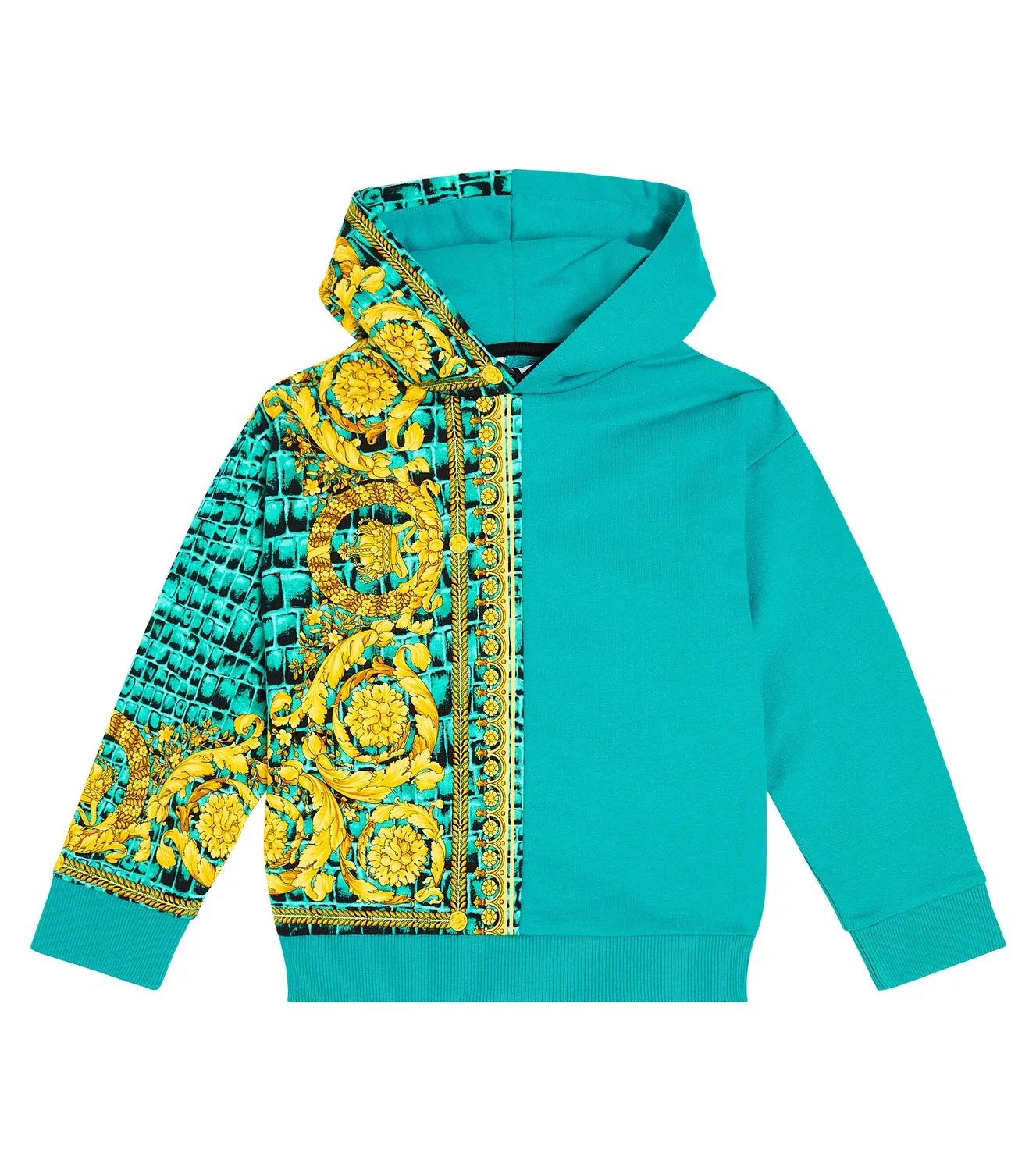 Худи с капюшоном хлопковое Baroccodile Versace Kids, синий