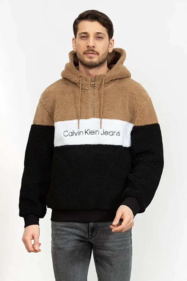 Мужское худи с капюшоном из флиса Calvin Klein, Черный
