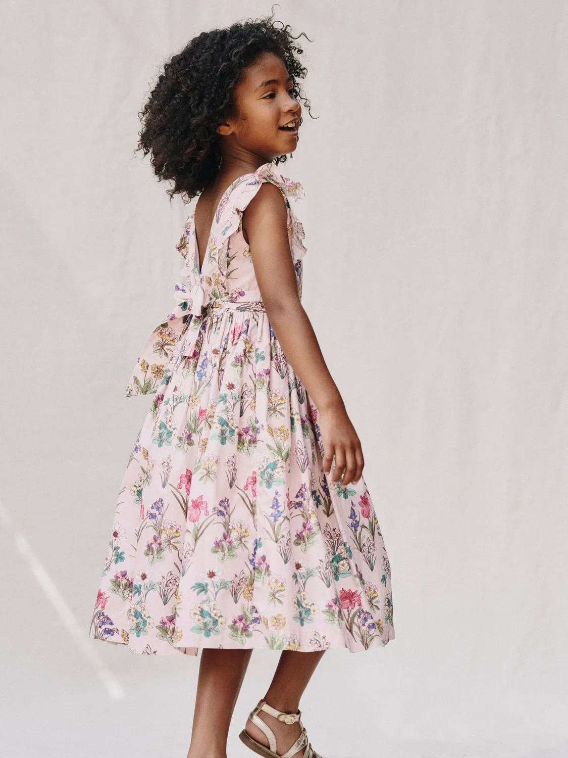Платье миди с вышивкой, модель Pink Bow Back Boden, розовый