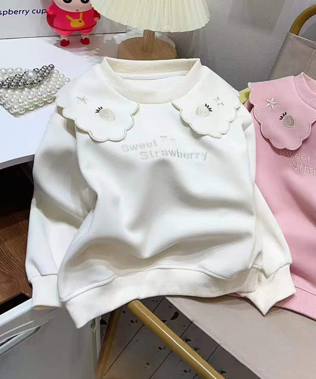 Детский свитшот для девочек с цветочным принтом и вышивкой aimoha, Off White
