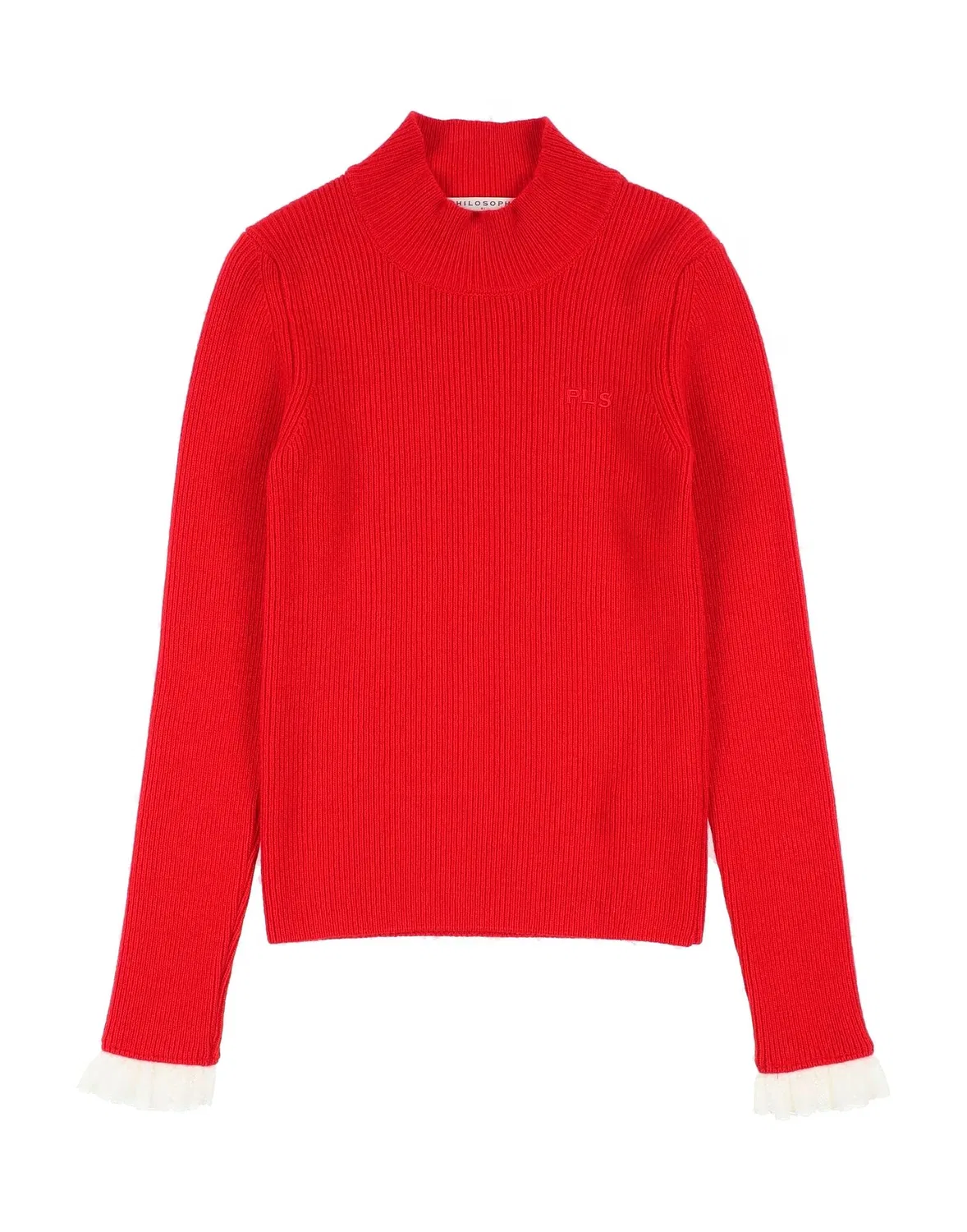 Свитер с высоким воротником ребристый Red Philosophy di Lorenzo Serafini, красный
