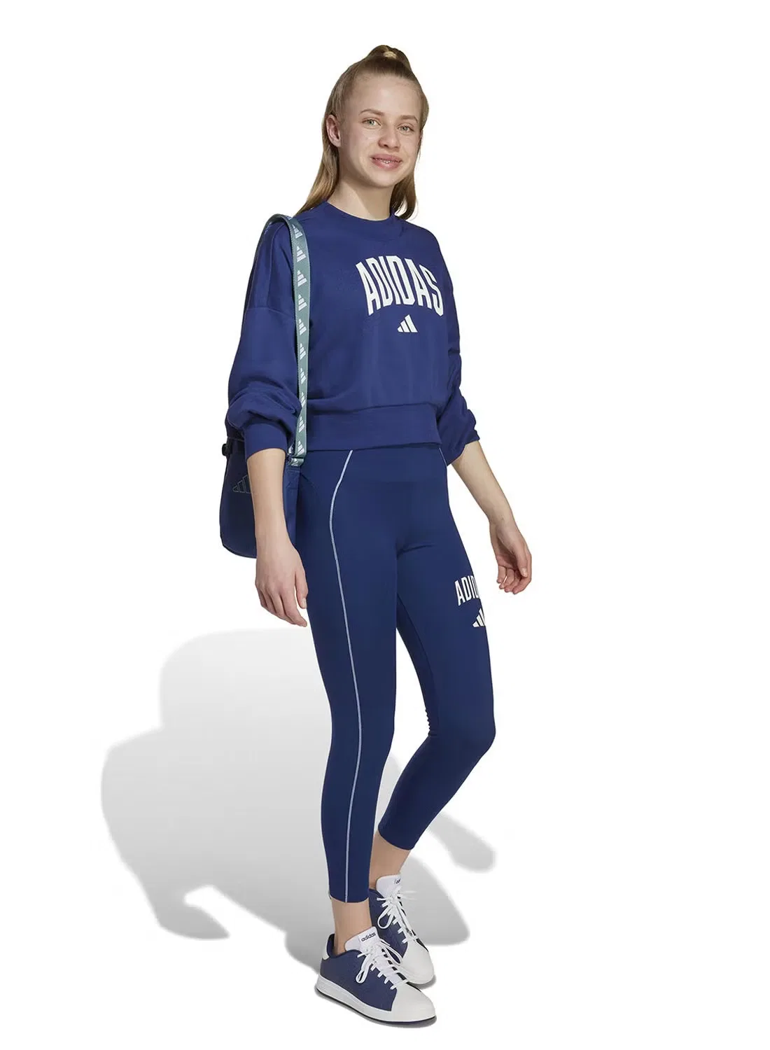 Худи с принтом Collegiate Typography Adidas, темно-синий — фото 4