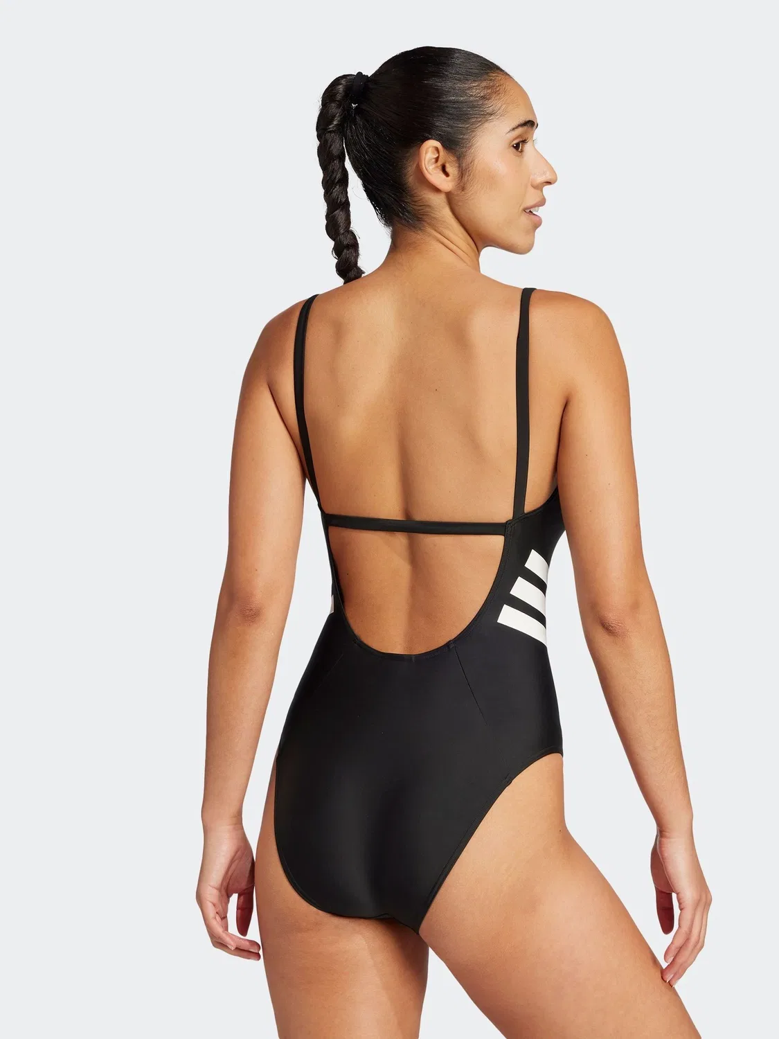 Купальник adidas Black 3 Stripe U Back Swimsuit, черный — фото 2