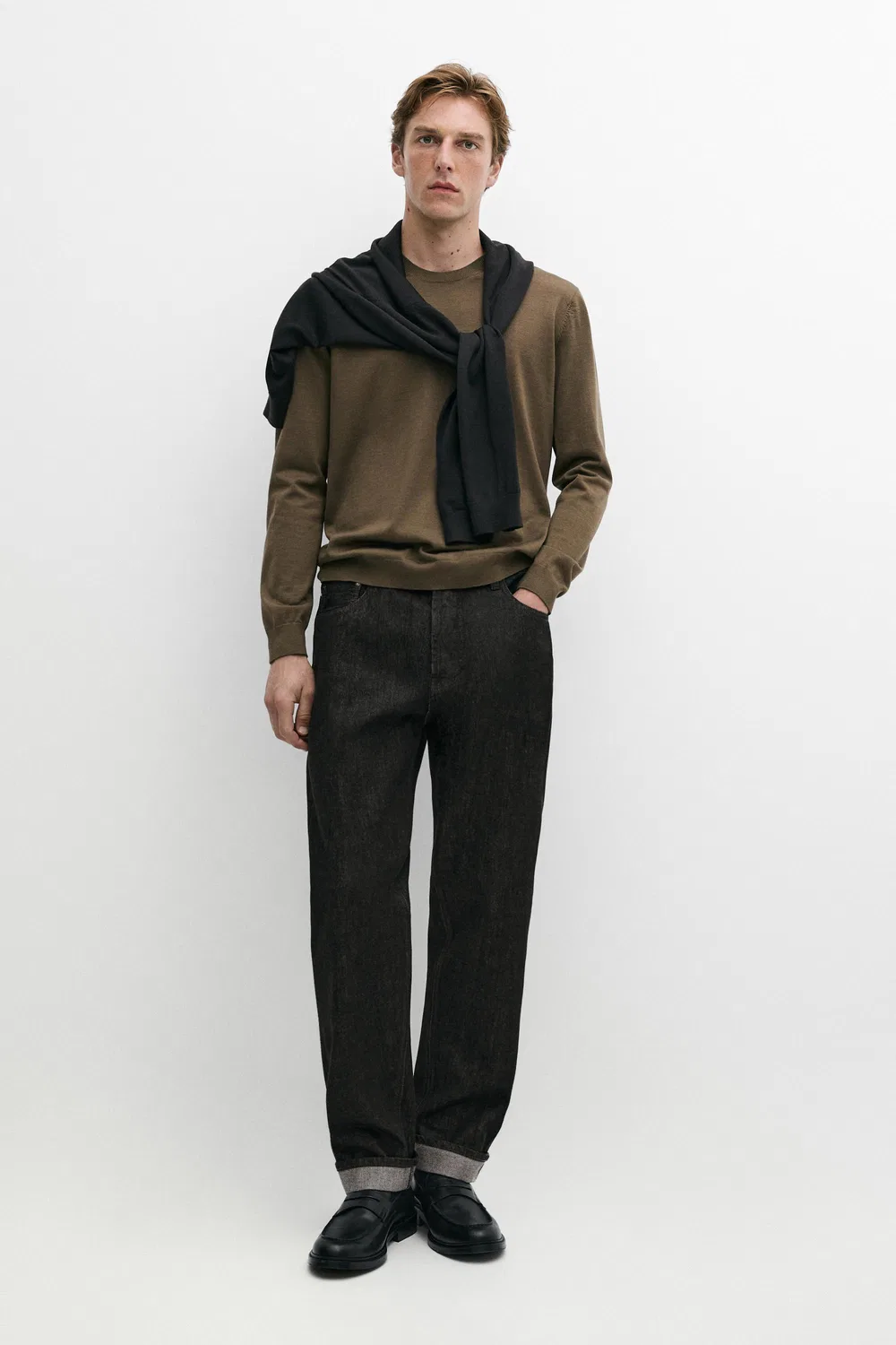 Джинсы Massimo Dutti Selvedge Fit, черный — фото 3