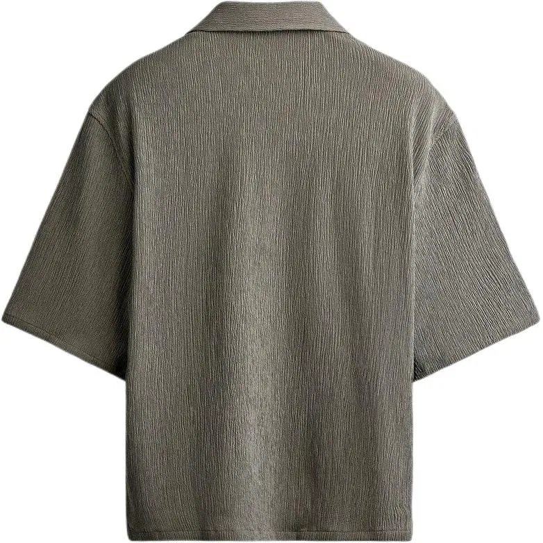 Мужская рубашка с кубинским воротником светло-хаки ZARA, Light Khaki — фото 3
