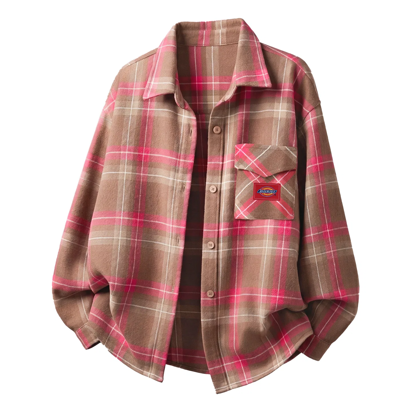 Детская рубашка повседневная с воротником Dickies, Shoe Label K Fuchsia Check