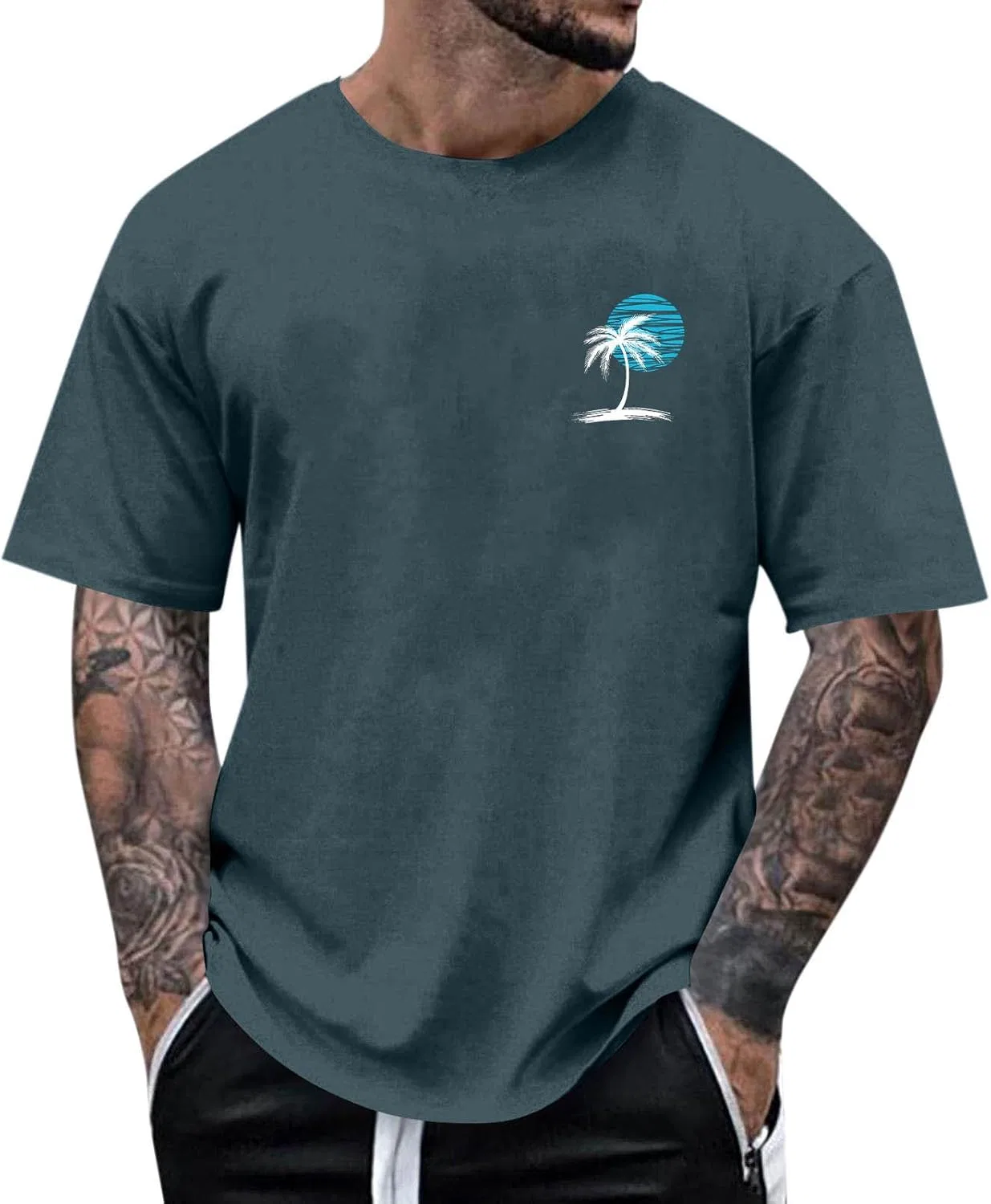 Мужская футболка с пальмами Beach Palm Tree, Navy