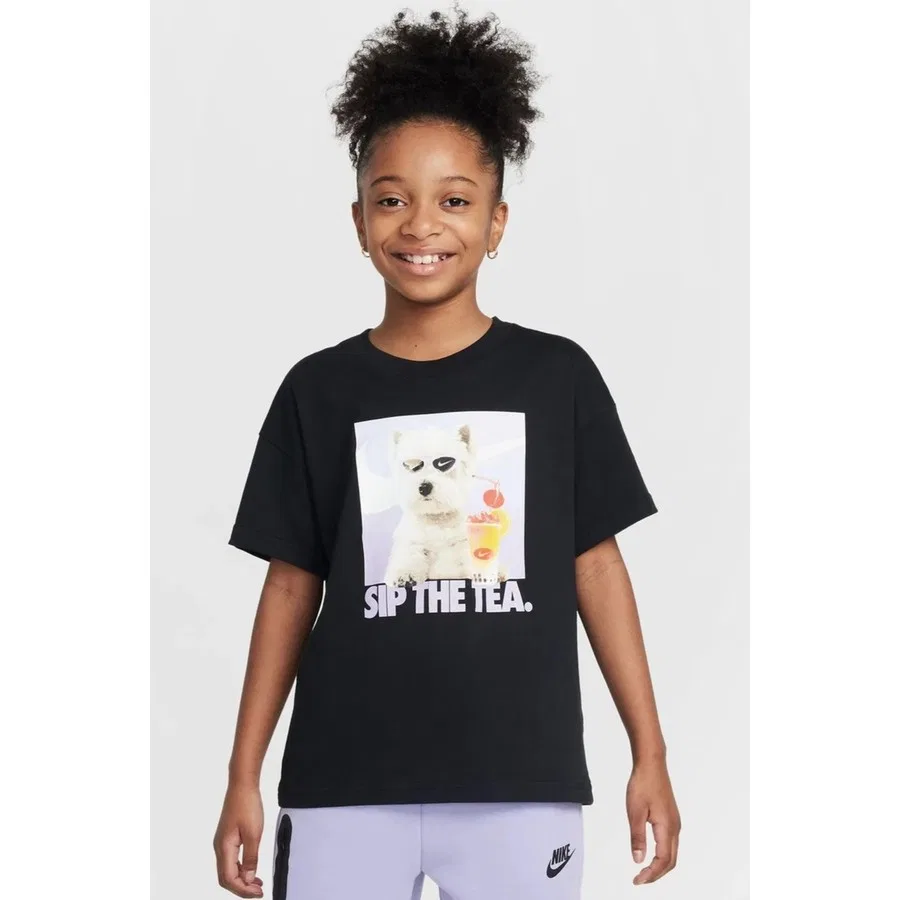 Детская футболка с коротким рукавом Nike Sportswear Kids Tee Black, Черный