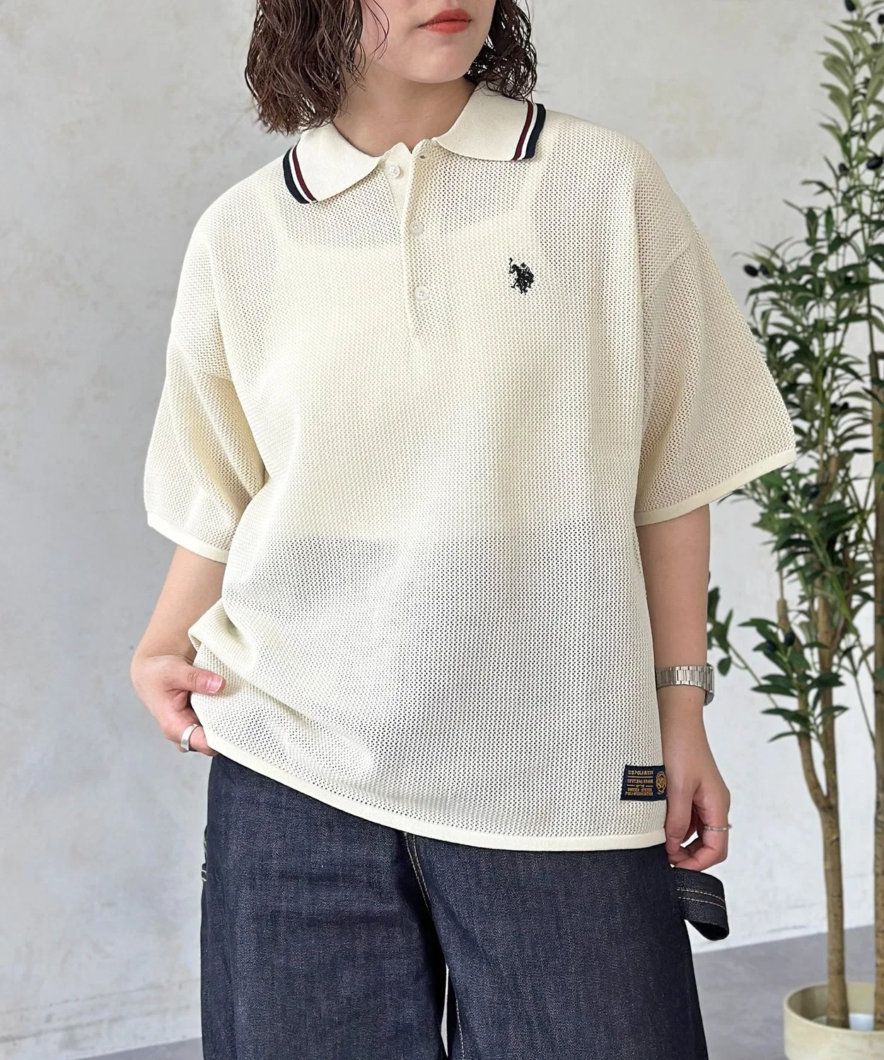 Мужская сетчатая поло с коротким рукавом U.S. POLO ASSN., Ivory