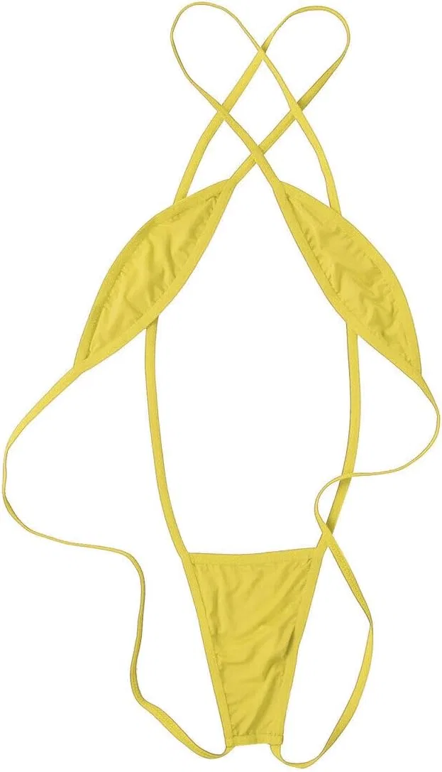 Женское сексуальное бикини слингшот с завязками JFang, Yellow — фото 2