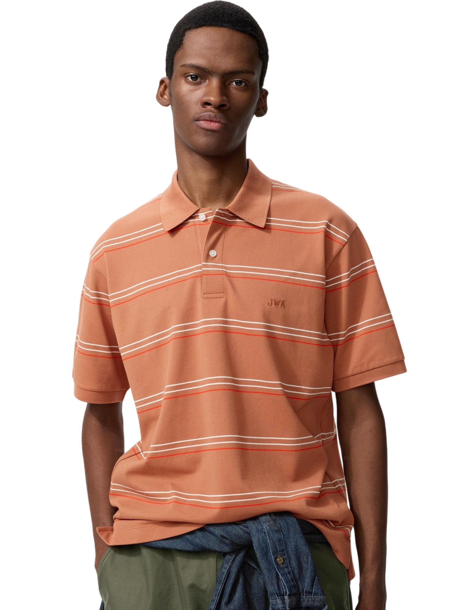 Футболка-поло Uniqlo JW Anderson Dry Kanoko Border Unisex, 26 оранжевый — фото 2