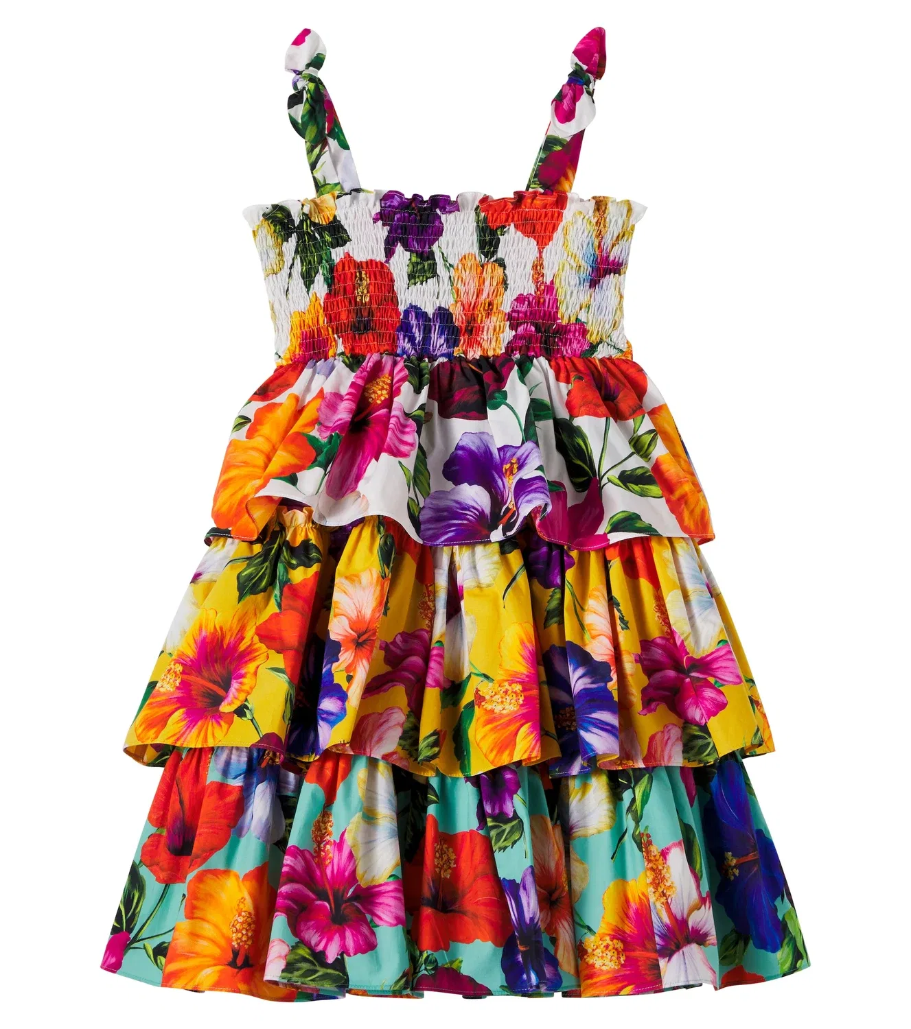 Платье с цветочным принтом Dolce&Gabbana Kids, мультиколор