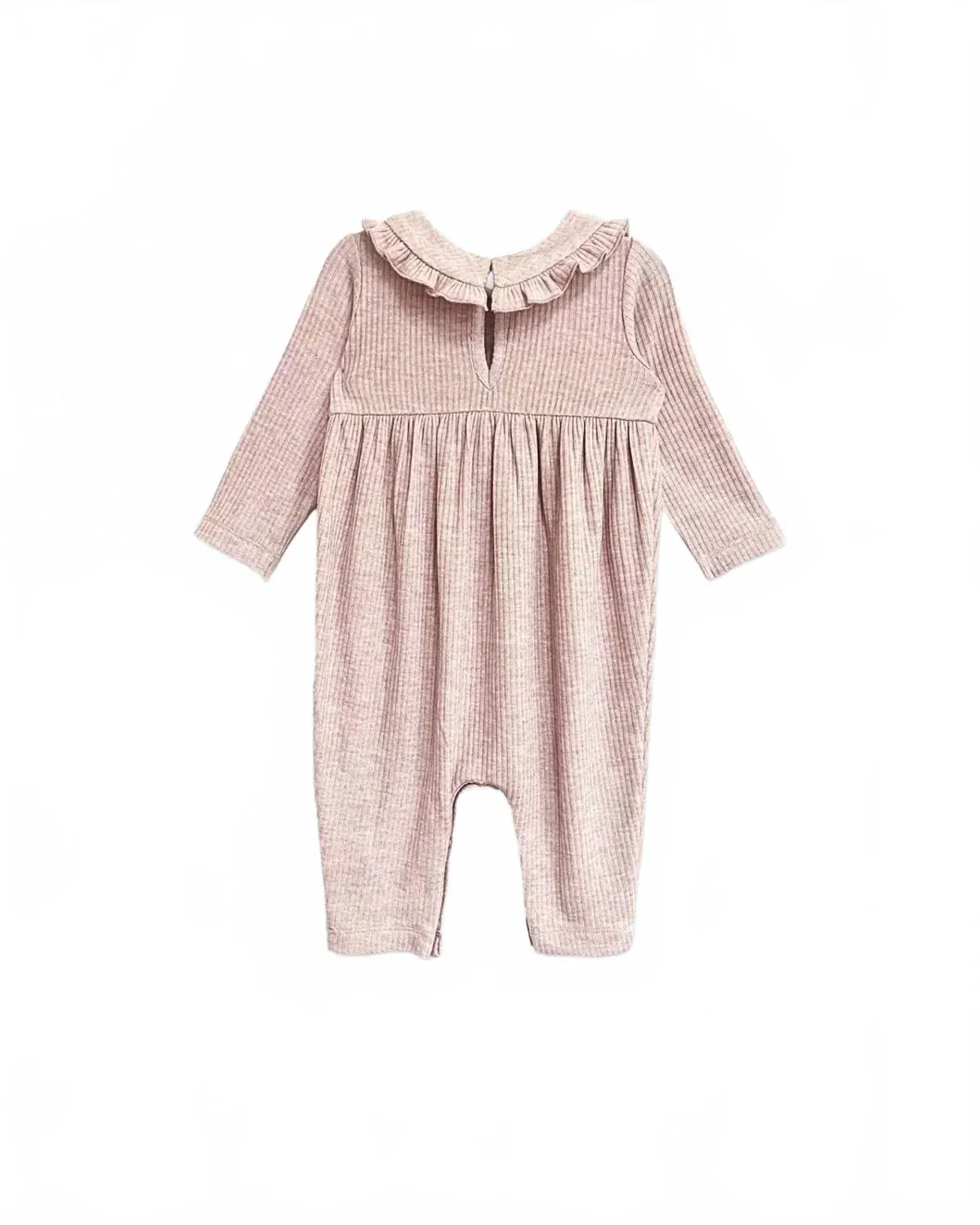 Детский боди-комбинезон с длинным рукавом и воротником-рюшем Heather Romper Mabel + Honey, розовый — фото 4