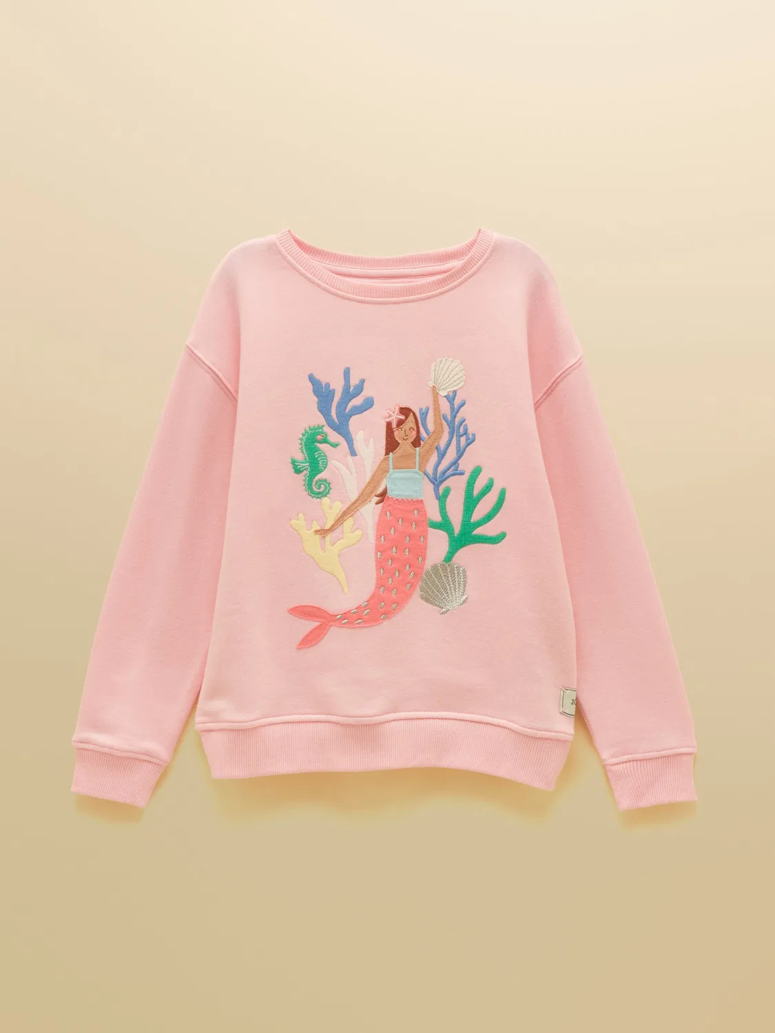 Свитшот с аппликацией русалки Joules, розовый