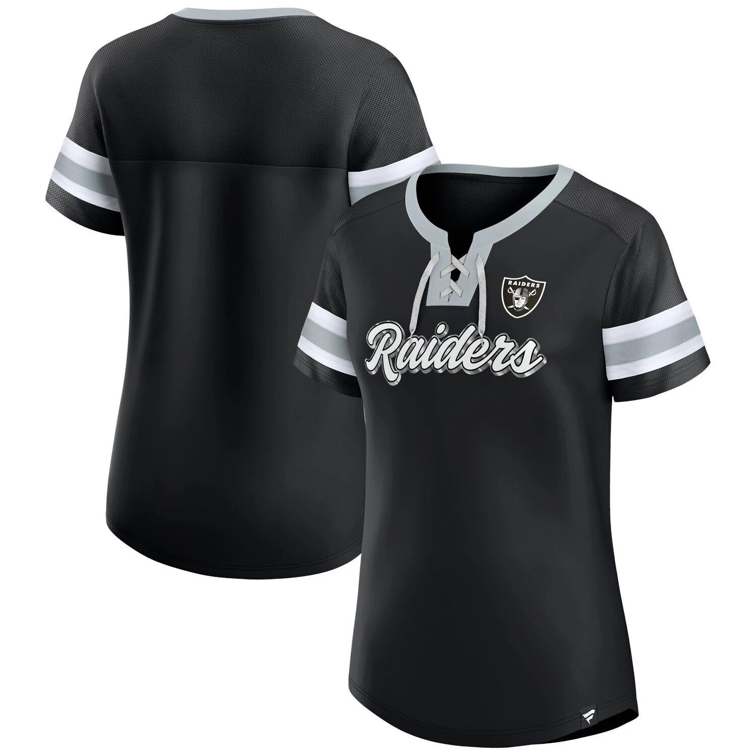 

Женская черная футболка с логотипом Fanatics Las Vegas Raiders размера плюс Original State на шнуровке Fanatics, Черный, Женская черная футболка с логотипом Fanatics Las Vegas Raiders размера плюс Original State на шнуровке Fanatics