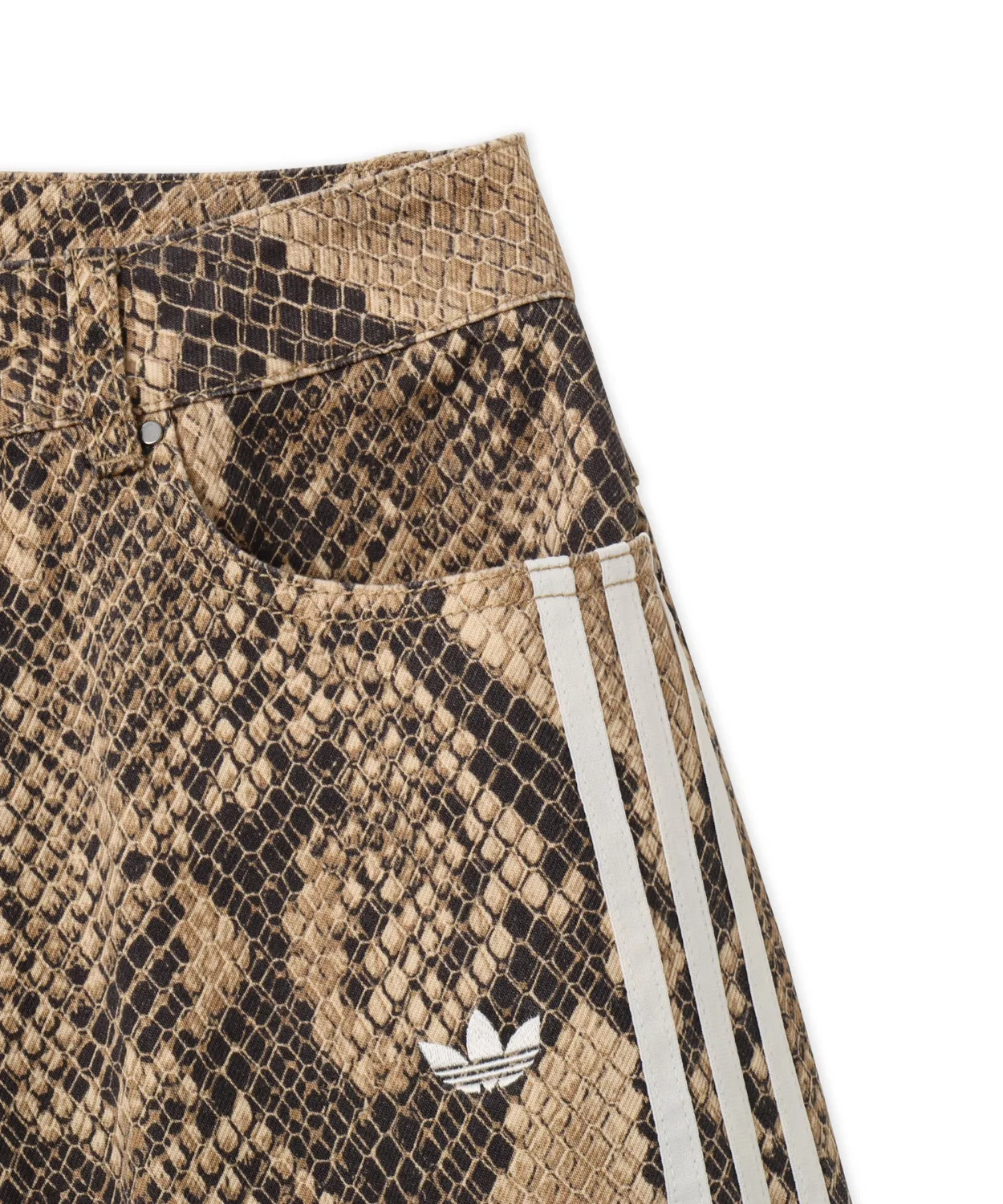 Женские шорты-бермуды свободного кроя с принтом SNAKE PRINT DENIM BERMUDA Adidas, Бежевый — фото 4